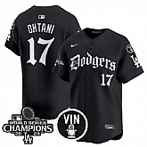 Men's Los Angeles Dodgers #17 Shohei Ohtani Black Mexico 2025 LA Gothic Style With Vin And 2024 World Series Champions Patch Vapor Premier Limited Stitched Jersey Dzhi,baseball caps,new era cap wholesale,wholesale hats